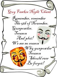 Printable first verse of the traditional Guy Fawkes Night chant