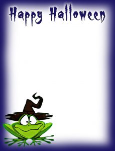 Printable Halloween notepaper with a fun, froggy design