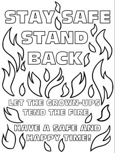 Printable bonfire safety poster for kids to colour in.