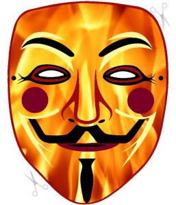 A fiery cut out Guy Fawkes mask to craft for Bonfire Night