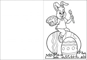 Easter Bunny card for kids to colour in.