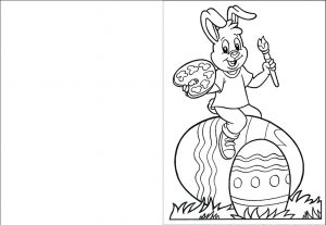 Easter Bunny card for kids to colour in.
