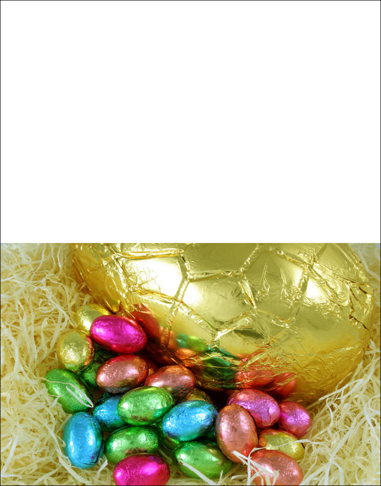 Printable Easter card of chocolate eggs