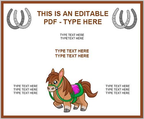 Editable horse riding certificate to print for a child