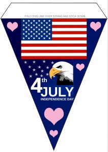 Free Printable 4th July Bunting picturing a bald eagle and American flag