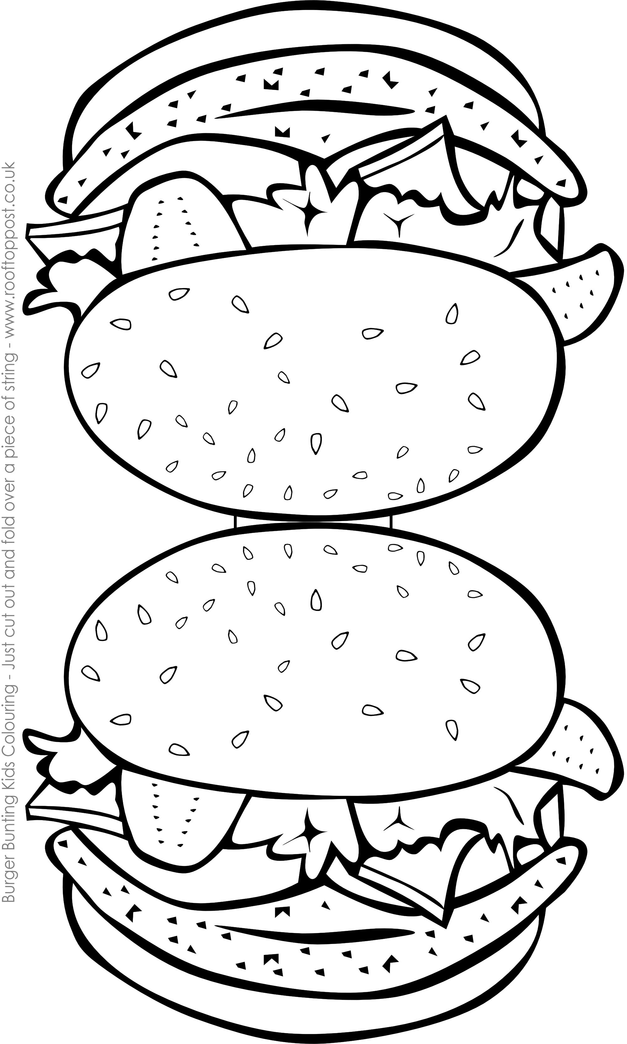 Burger-shaped bunting children can colour in and make