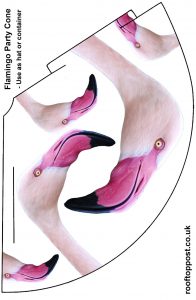 Printable flamingo-themed cone for chilren's parties