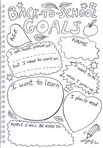 Printable goals sheet for kids to fill in for this school term, including what you want to learn, what you plan to read and who you plan to be kind to.