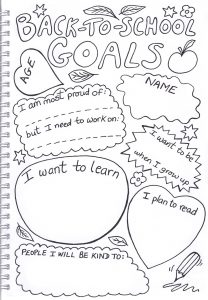 Printable goals sheet for kids to fill in for this school term, including what you want to learn, what you plan to read and who you plan to be kind to.