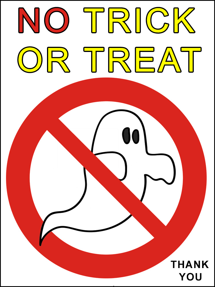 No Trick or Treat Poster Rooftop Post Printables