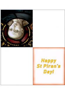Printable four fold card for St Piran's Day