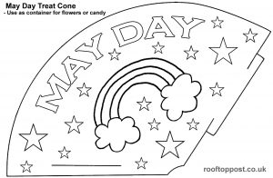 A template for making a May Day treat cone, just print, cut out and colour in.