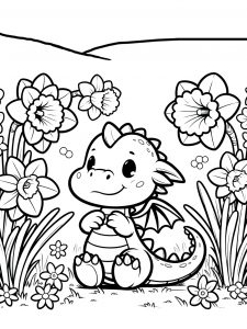 A printable colouring page of a baby Welsh dragon, intended as a bit of fun for children to colour in preparation for St David's Day or other national events in Wales.