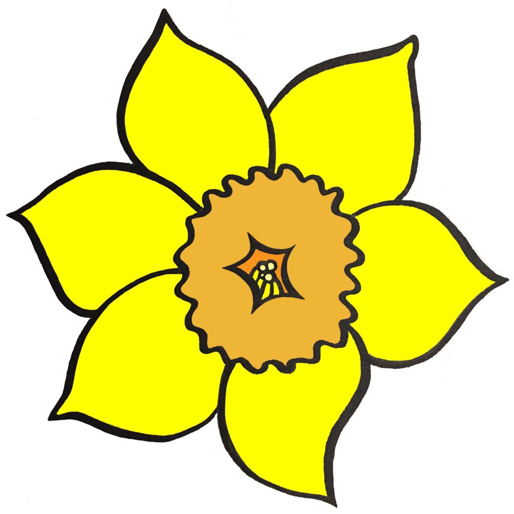 Printable welsh daffodil head badge Rooftop Post Printables