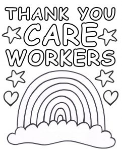 This is a poster for children to colour in to say thank you to care workers