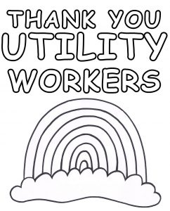 A printable poster for children to colour in to say thank you to utility workers