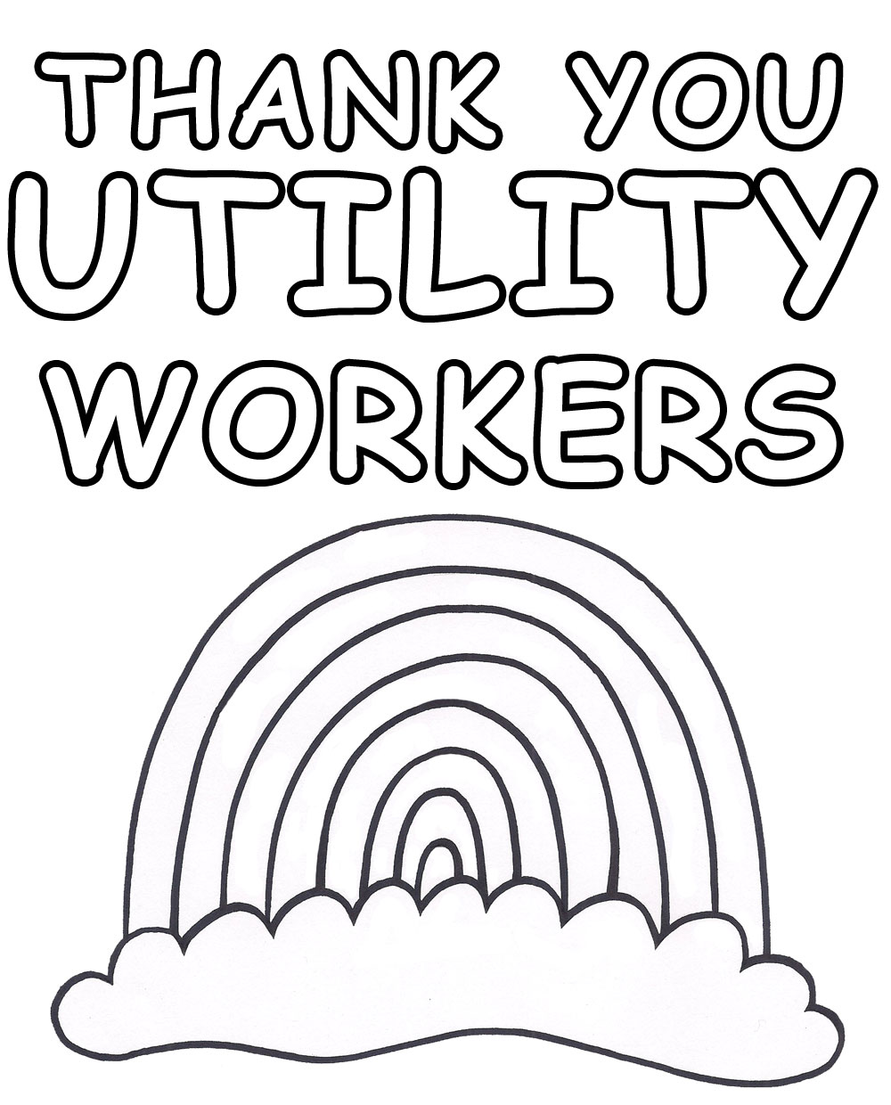A printable poster for children to colour in to say thank you to utility workers