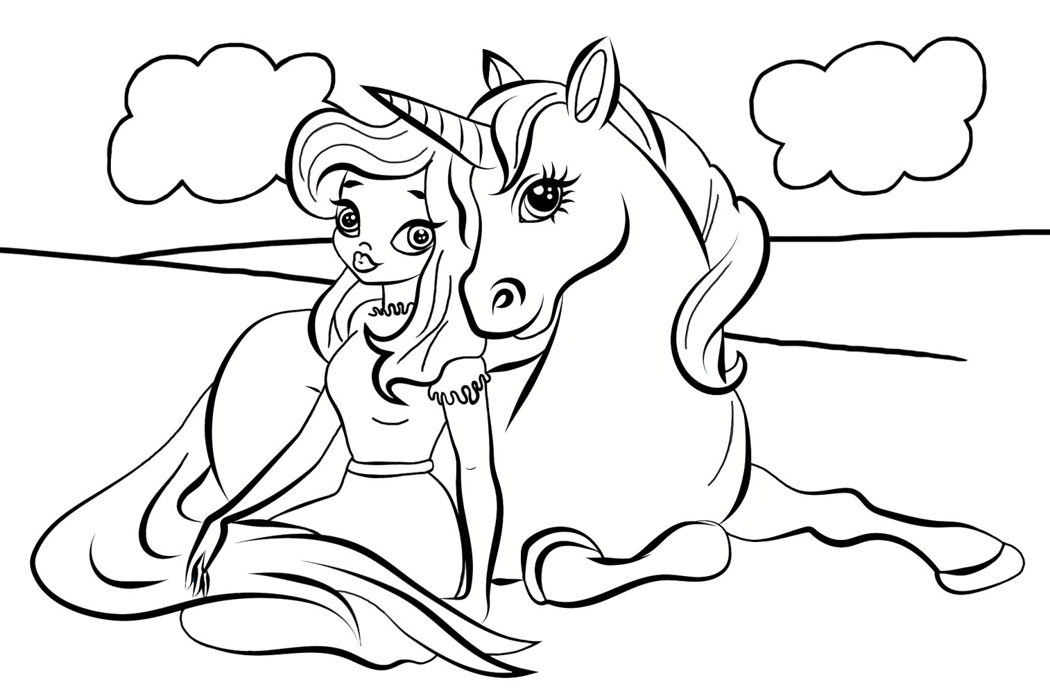 Princess And Unicorn Pages Coloring Pages