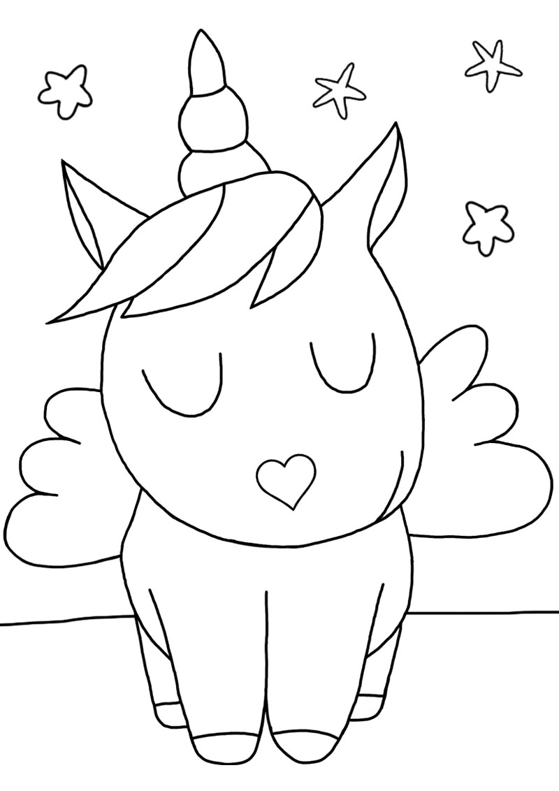 Cute Winged Unicorn Colouring Page   Rooftop Post Printables