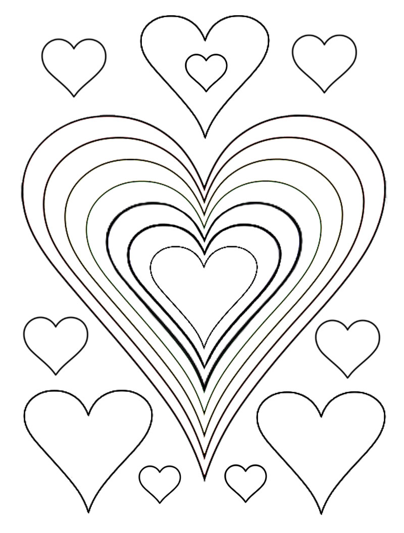 Rainbow Sky Heart Coloring Page Coloring Pages