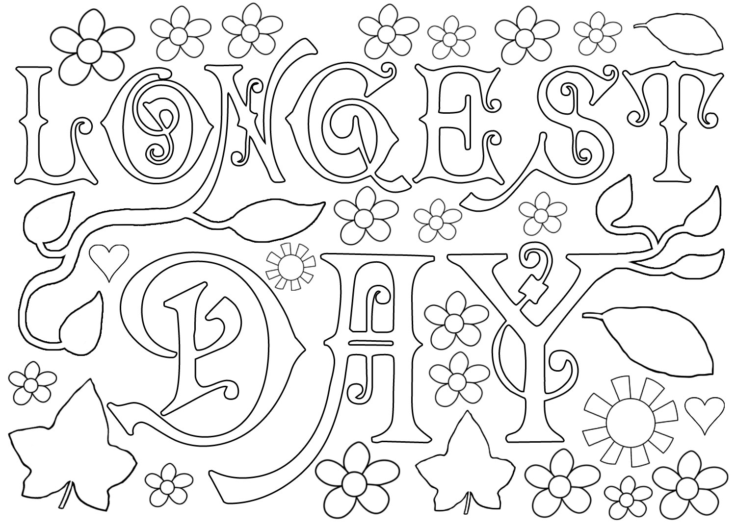Kids colouring page for the longest day of the year