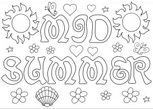 Printable mid-summer colouring in page