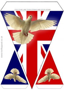 British flag and dove of peace bunting to print