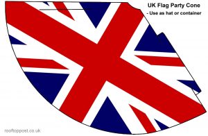 Printable UK flag party hat or cone