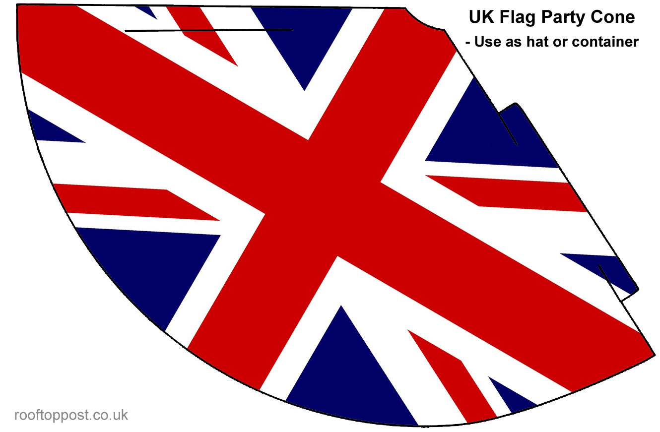 UK Flag Party Cone or Hat - Rooftop Post Printables