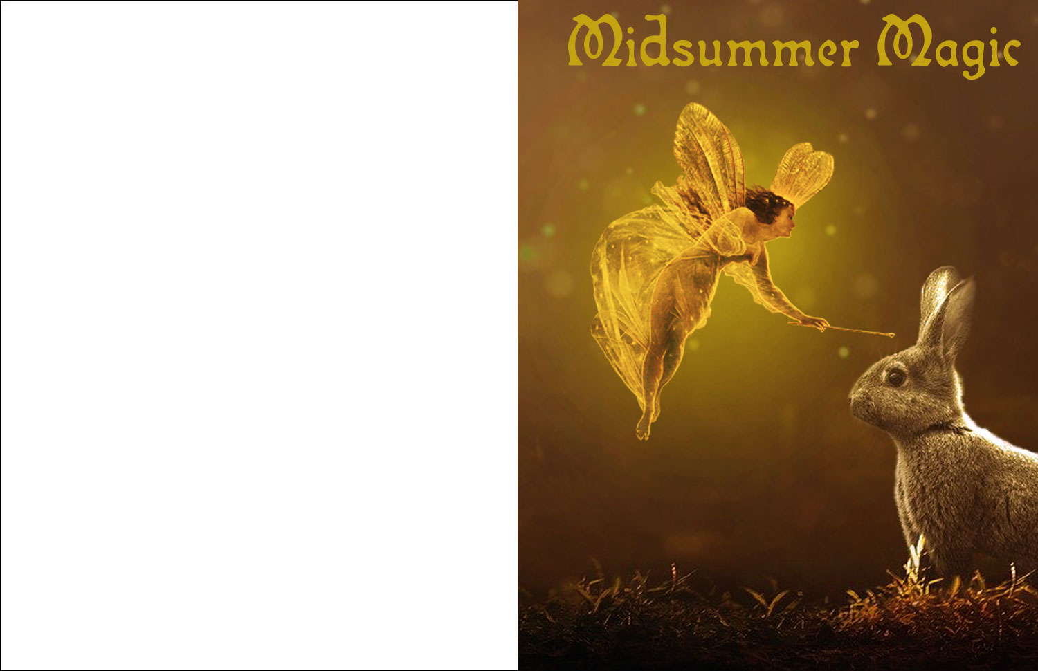 A printable midsummer greetings card picturing a fairy.