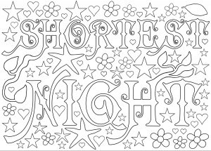 Printable colouring in page for the shortest night, or Midsummer's Night