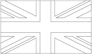 Blank template of the British flag to colour in