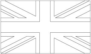 Blank template of the British flag to colour in