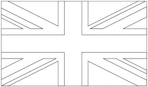 Blank template of the British flag to colour in