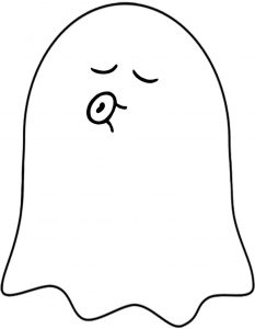 Printable ghost with a kissy face to decorate for Halloween