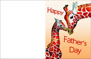 Free printable Father's Day card picturing a giraffe and his son.