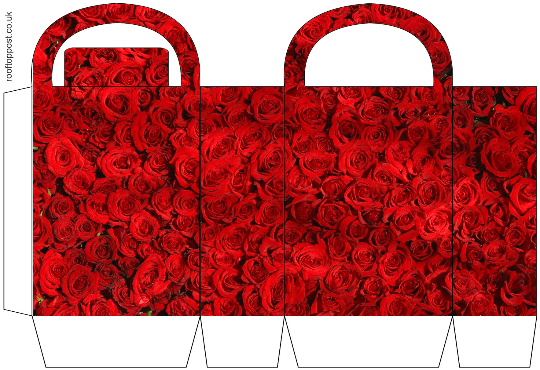 Printable red roses gift bag. Useful for parties, weddings, birthdays and Valentine's Day.
