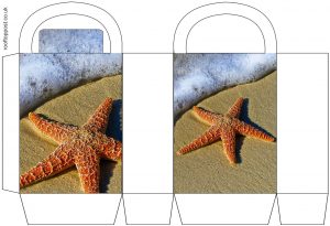 Printable paper bag for summer parties, with a sunflower design.