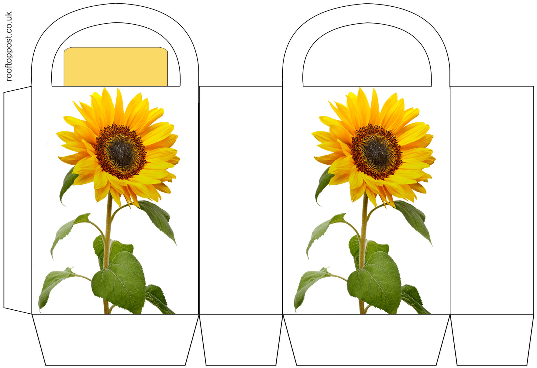 Printable party bag with a summer sunflower design.