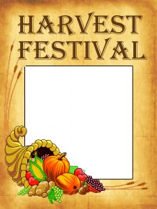 Free printable Harvest Festival poster for homes, churches and schools.
