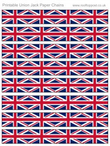 Union Jack flag paper chain strips to print out for British celebrations.