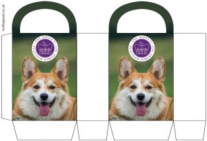 A printable party bag for the Platinum Jubileee, base on the Queen's favourite dog - corgis!