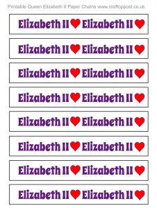 Printable paper chains for celebrating the UK monarch, Elizabeth II