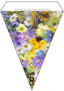 Printable floral bunting, useful for summer parties.