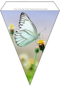 Printable summer bunting of a pale butterfly