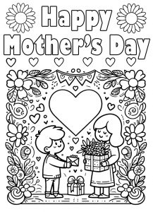 Mother's day colouring picture to print for young children.