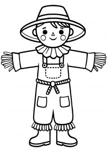 A simple template of a scarecrow to colour in and cut out. Can be used as a decoration for harvest festivals.