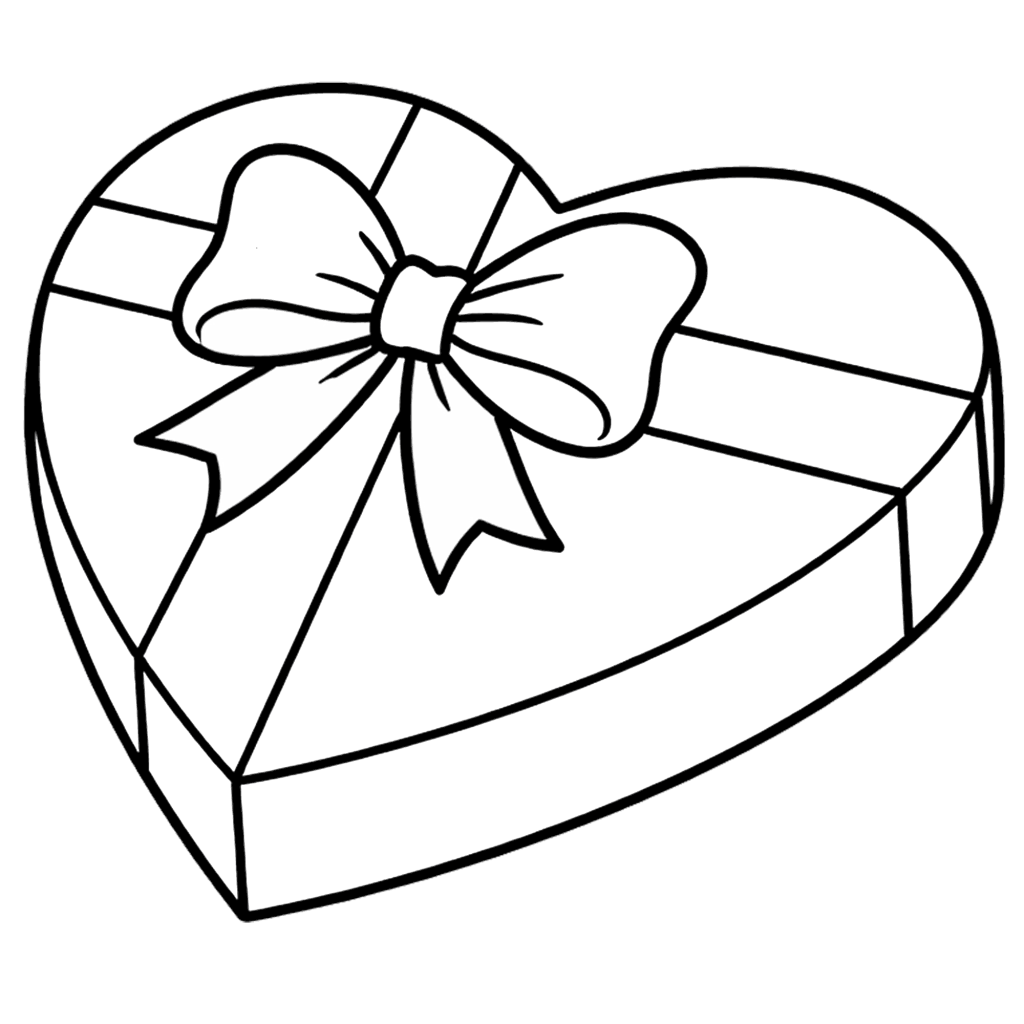 Heart-shaped chocolate box outline for Valentine’s Day crafts
