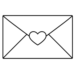 Love letter envelope outline for Valentine’s Day crafts and writing activities