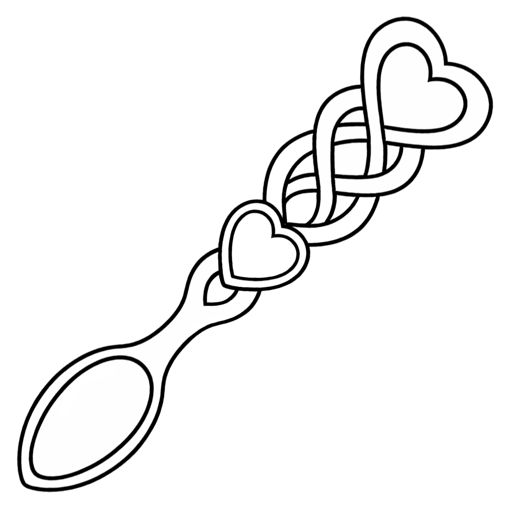 Welsh love spoon outline for Valentine’s Day crafts and colouring